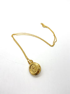 gold charm necklace- locket