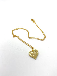 gold charm necklace- flame heart