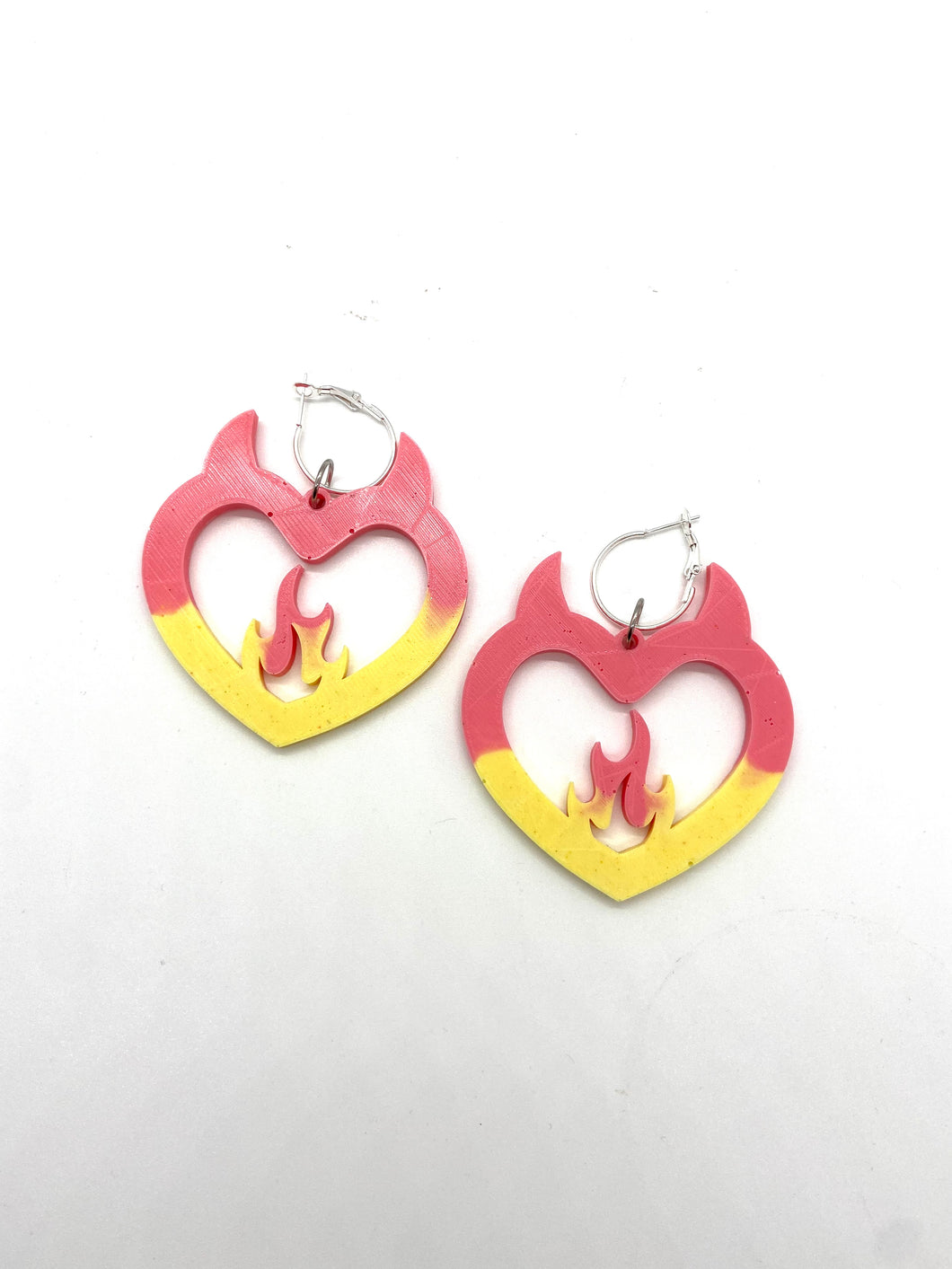 hoop diablito hearts/ pink n yellow