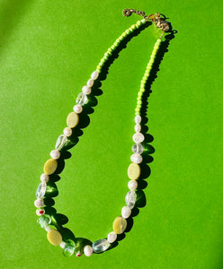 green (brat) mixed bead necklace