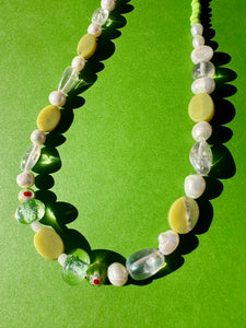 green (brat) mixed bead necklace