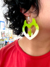 Load image into Gallery viewer, hoop diablito hearts/ lime n white
